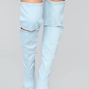 Denim Thigh High Boots